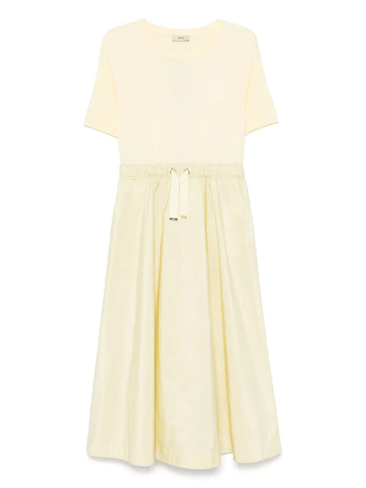 Taffeta-Panel Midi Dress
