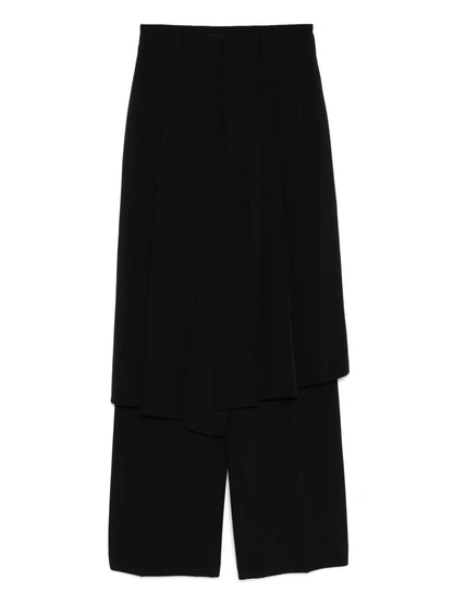 Asymmetrically Pleated Straight Trousers