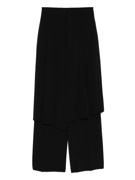 Asymmetrically Pleated Straight Trousers