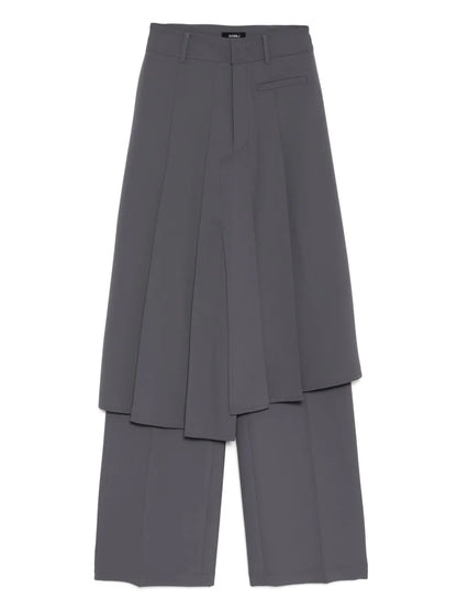 Asymmetrical Pleated Straight Trousers