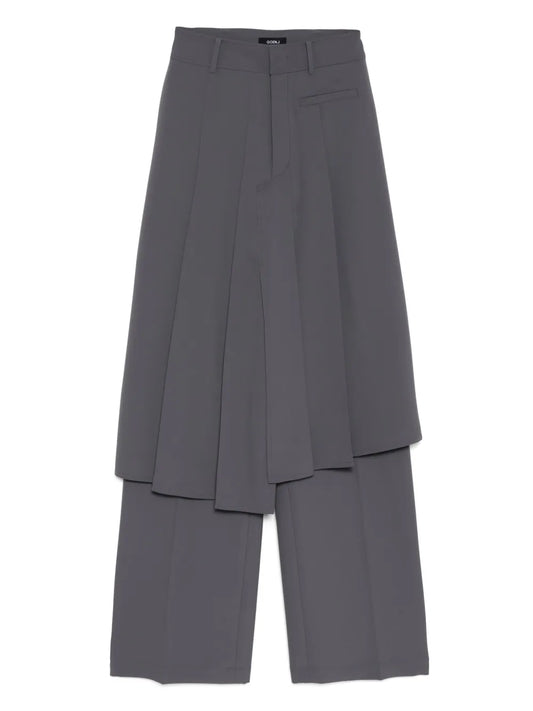 Asymmetrical Pleated Straight Trousers