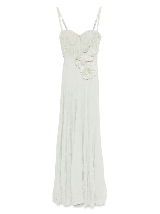 Floral-Embroidery Lurex Gown