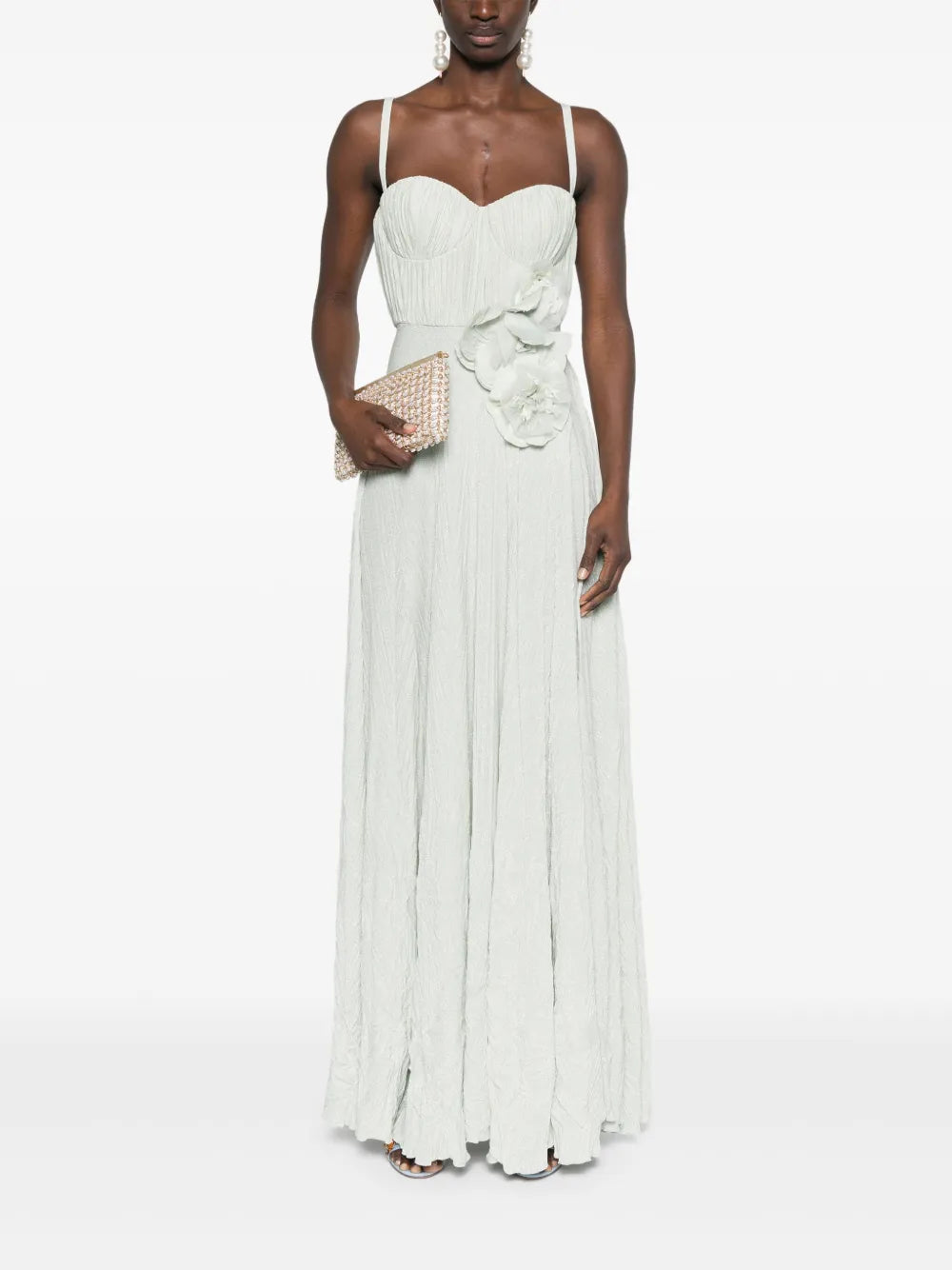Floral-Embroidery Lurex Gown