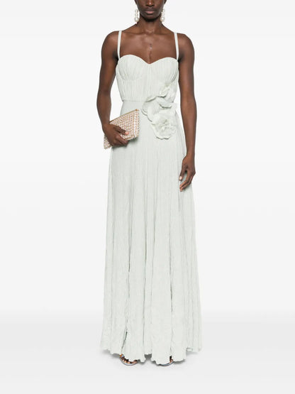 Floral-Embroidery Lurex Gown