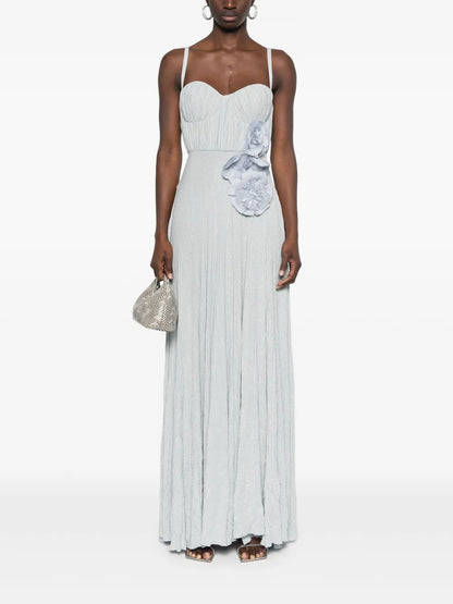 Flower-Embroidery Lurex Gown