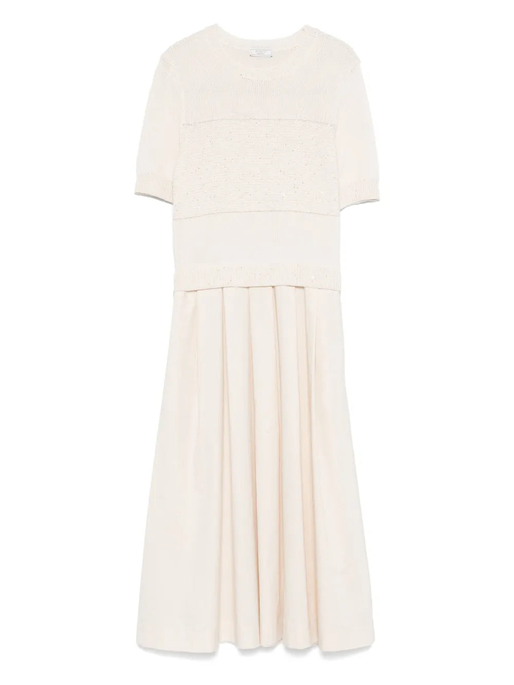 Contrast-Panel Midi Dress