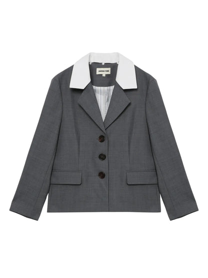 Contrasting-Lapels Jacket