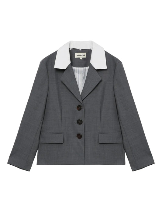 Contrasting-Lapels Jacket