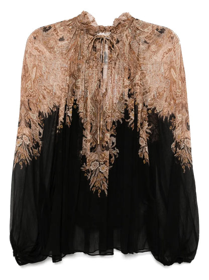 Drawstring Tie Billow Blouse