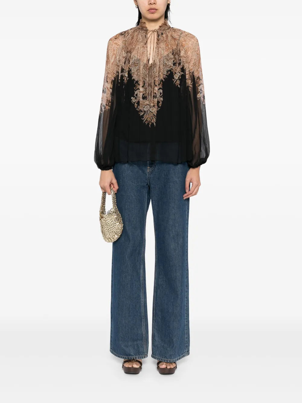Drawstring Tie Billow Blouse