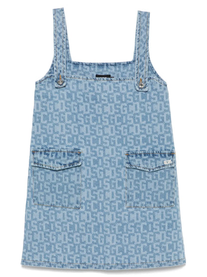 Monogram-Print Denim Mini Dress