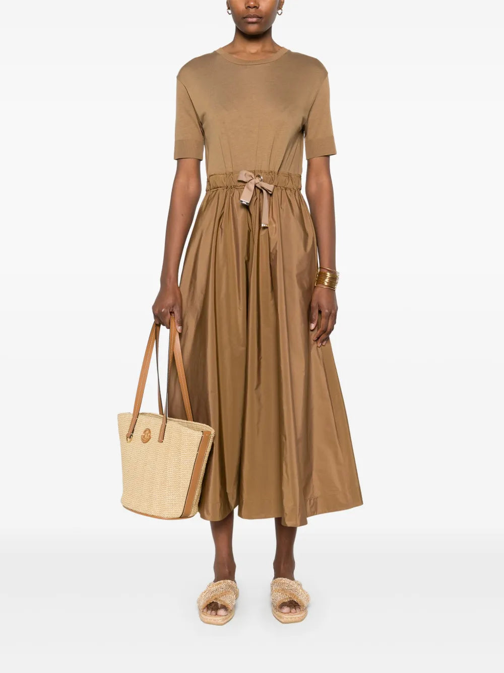 Drawstring-Waist Midi Dress