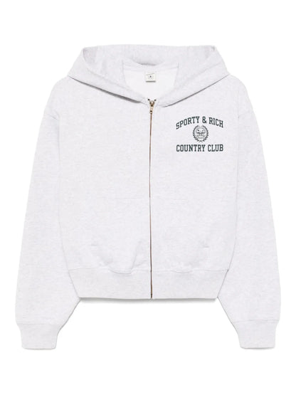 Varsity Crest Cropped Zip Hoodie
