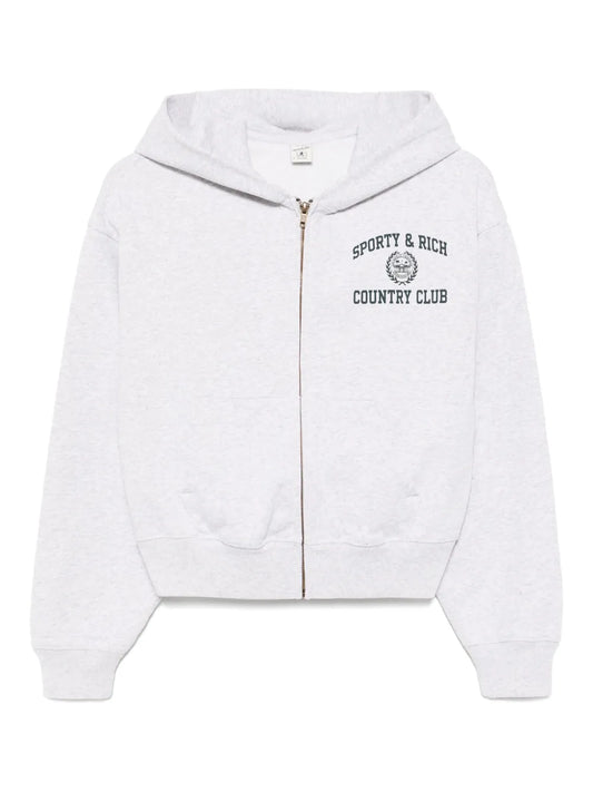Varsity Crest Cropped Zip Hoodie