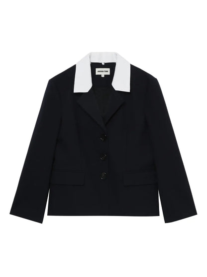 Contrasting-Lapels Jacket