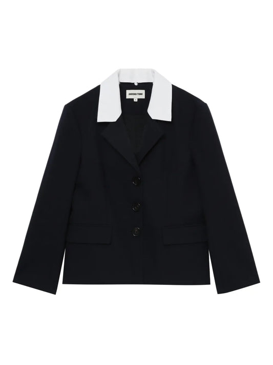 Contrasting-Lapels Jacket