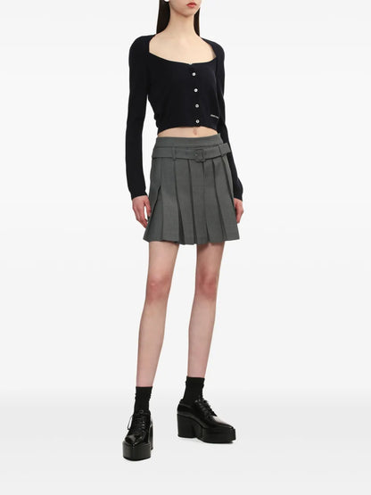 Belted Pleated Skirt