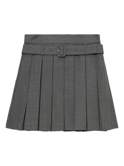 Belted Pleated Skirt