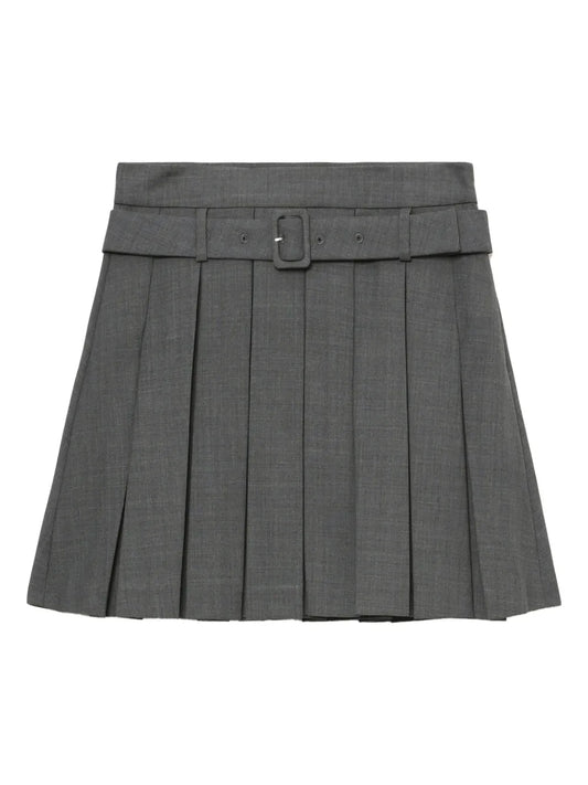 Belted Pleated Skirt