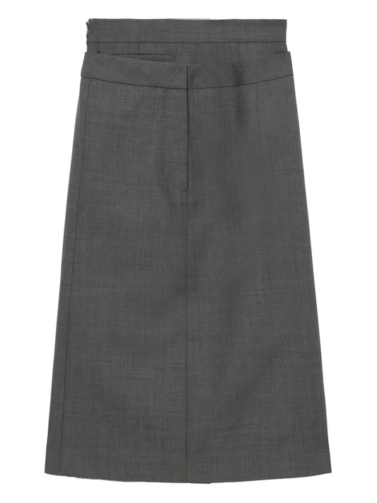 Layered-Details Midi Skirt