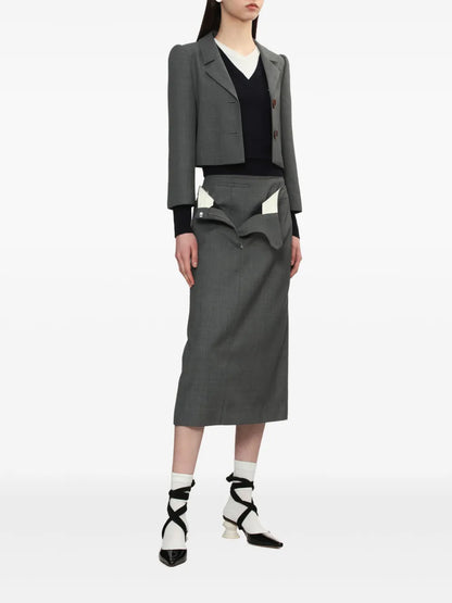 Layered-Details Midi Skirt