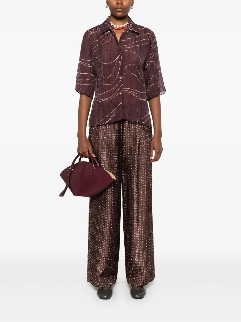 Coral-Print Trousers