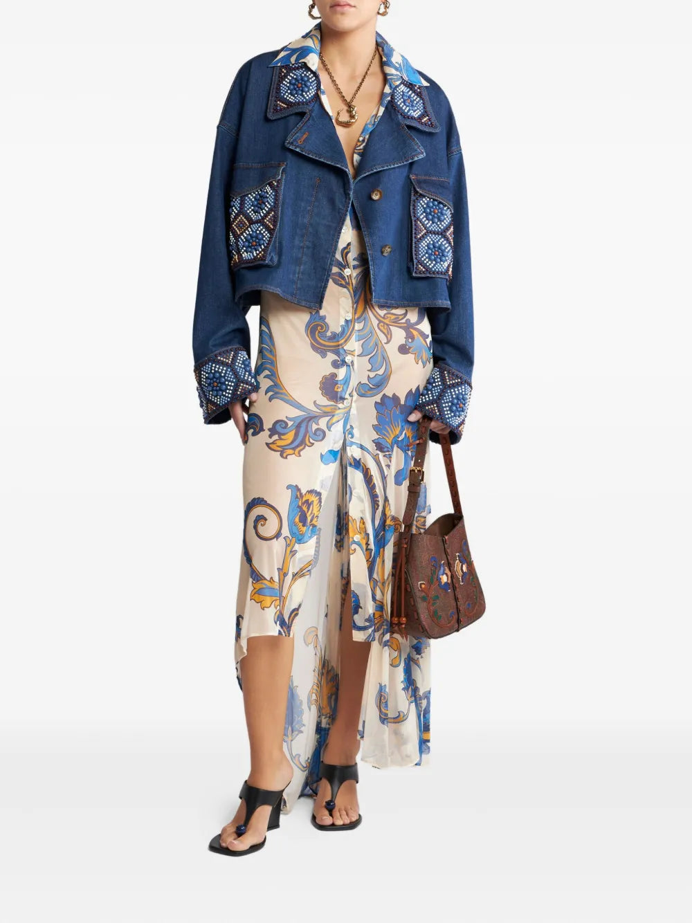 Embroidered Cropped Jacket