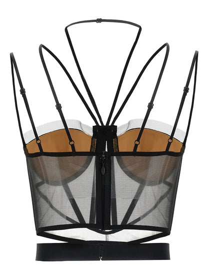 Sheer-Panelled Corset Top
