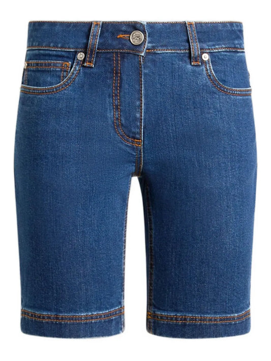 Embroidered Denim Shorts