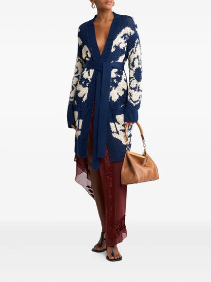 Floral-Jacquard Cardigan