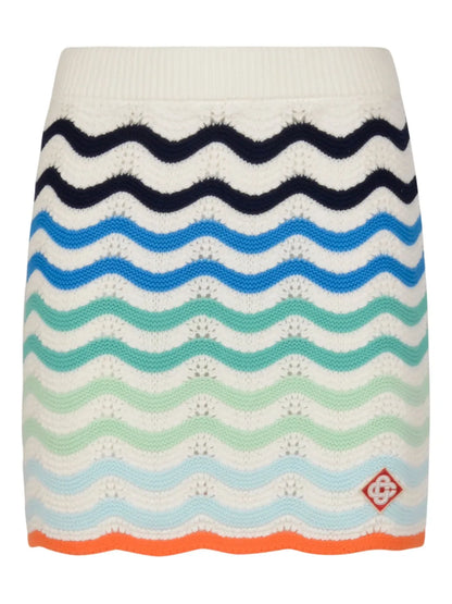 Ribbed Wave-Patterned Mini Skirt