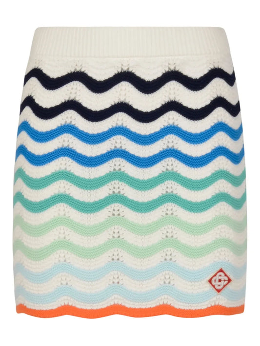Ribbed Wave-Patterned Mini Skirt