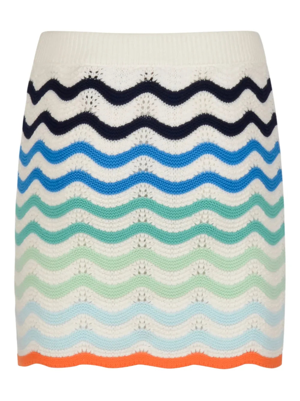 Ribbed Wave-Patterned Mini Skirt