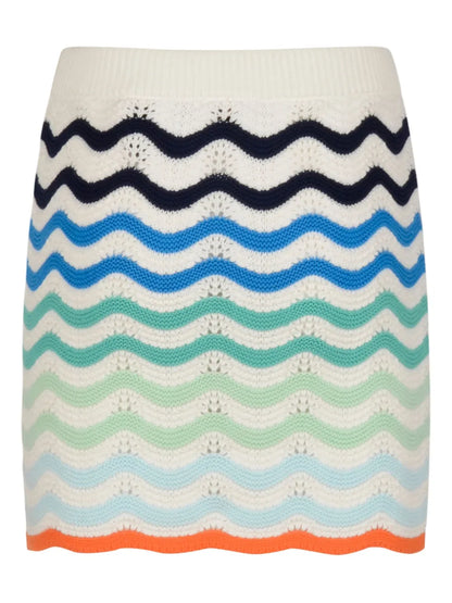 Ribbed Wave-Patterned Mini Skirt