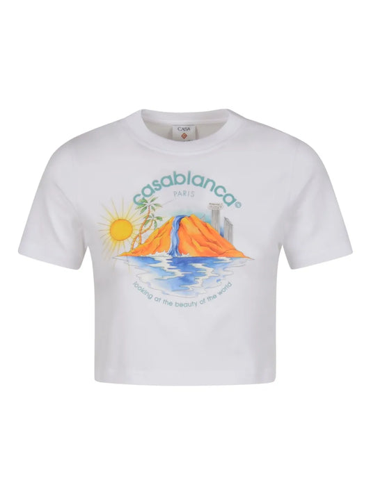 Graphic-Print Cropped T-Shirt