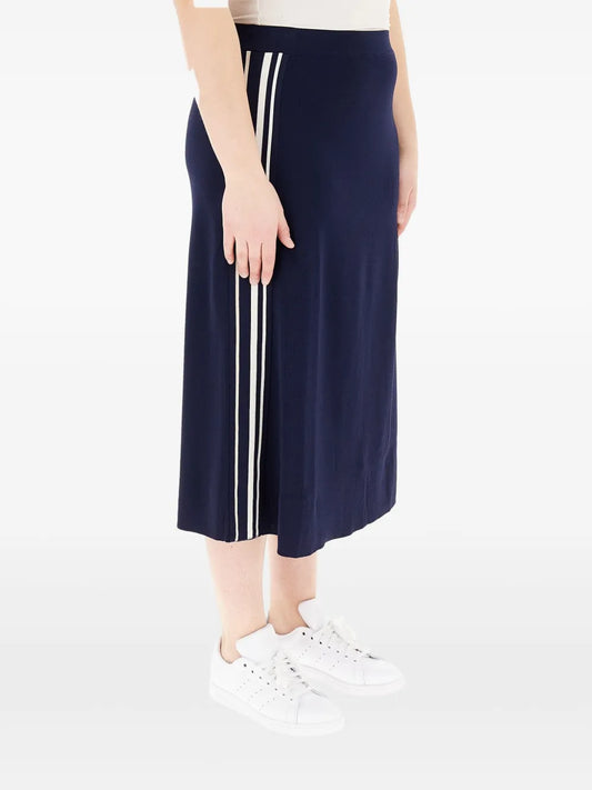 Stripe-Detail Midi Skirt