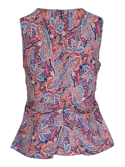 Paisley-Print Peplum Top