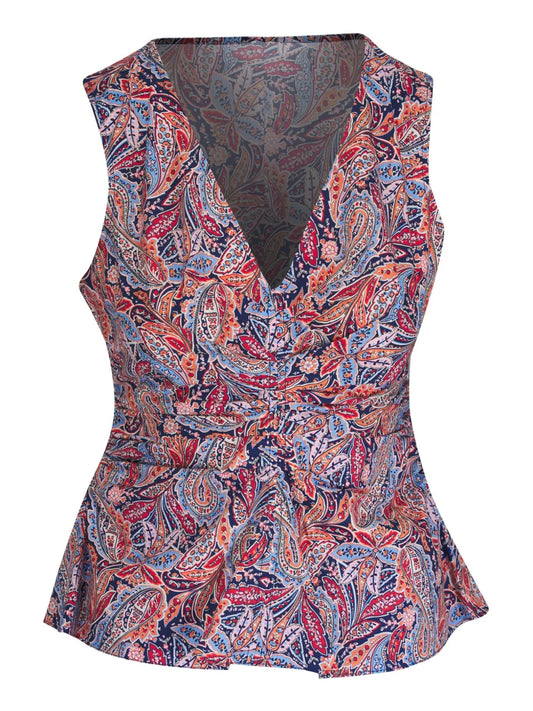 Paisley-Print Peplum Top