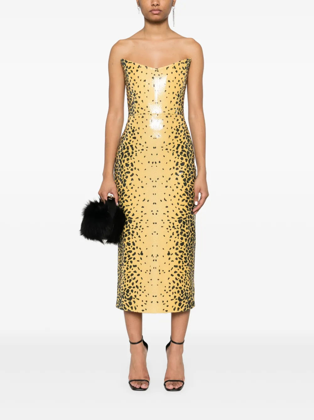 Strapless Cheetah-Print Maxi Dress