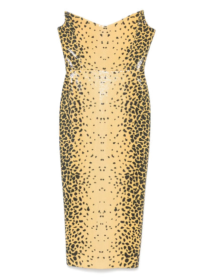 Strapless Cheetah-Print Maxi Dress