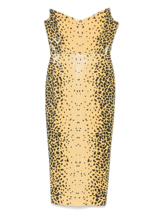 Strapless Cheetah-Print Maxi Dress