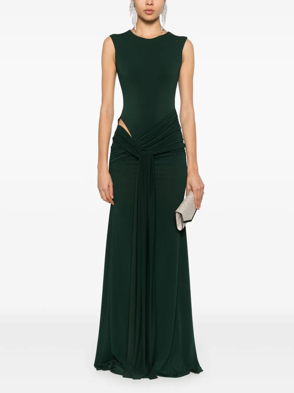 Cut-Out Detailing Crepe Maxi Dress