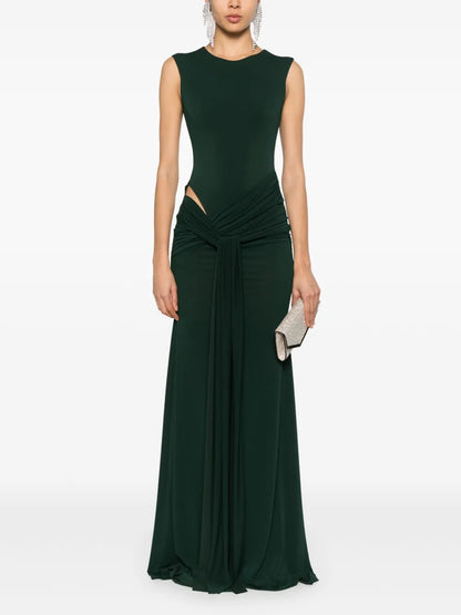 Cut-Out Detailing Crepe Maxi Dress