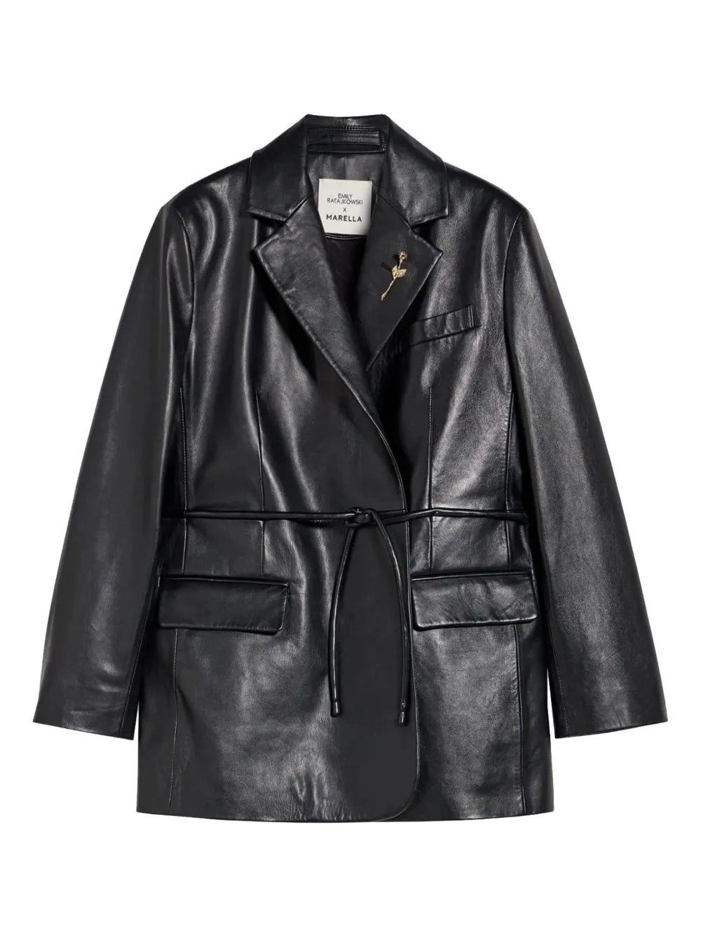 Tied-Waist Leather Jacket