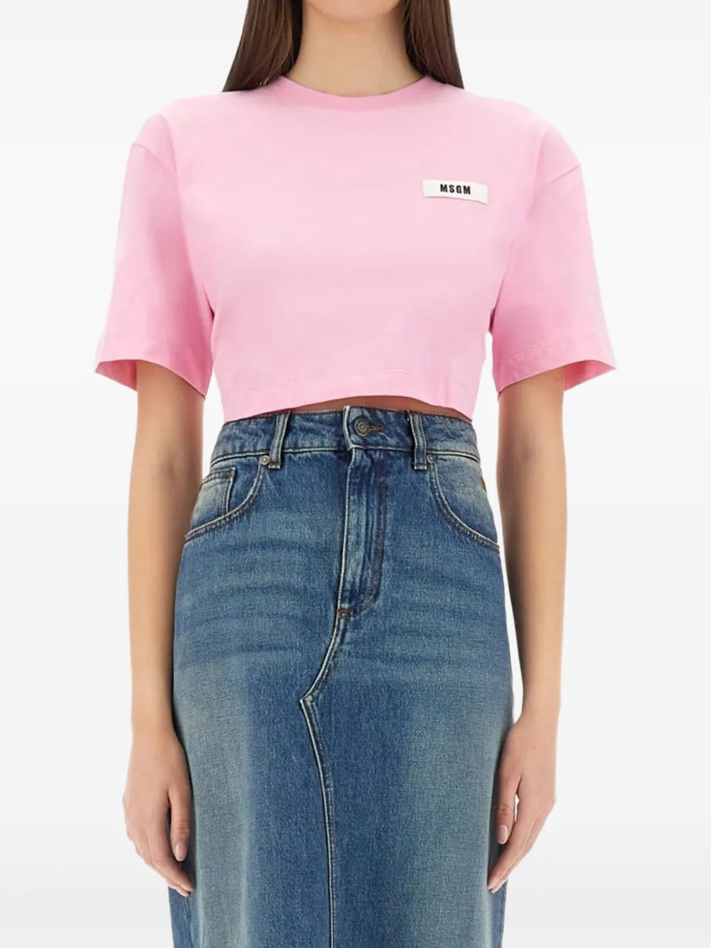 Tie-Detail Cropped T-Shirt