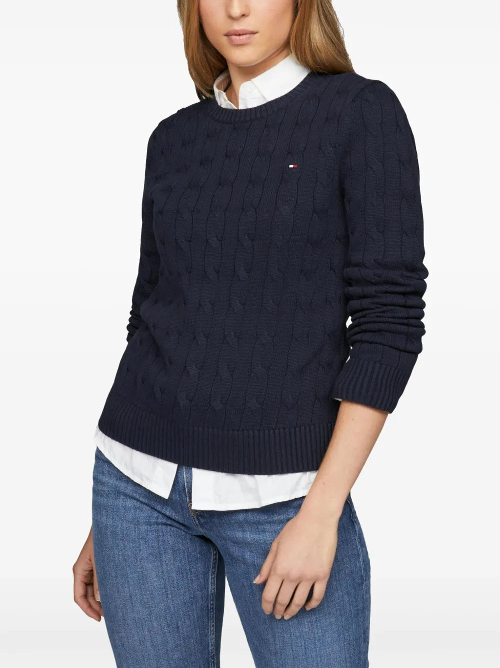 Cable-Knit Crew-Neck Sweater