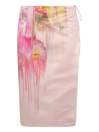 Satin-Finish Midi Skirt