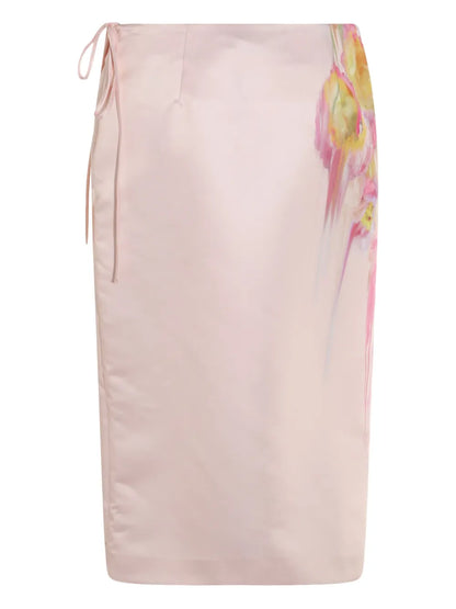 Satin-Finish Midi Skirt
