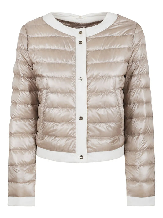 Contrasting-Trim Puffer Jacket