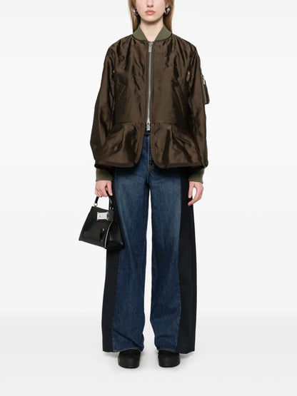 Contrast-Panel Wide-Leg Jeans